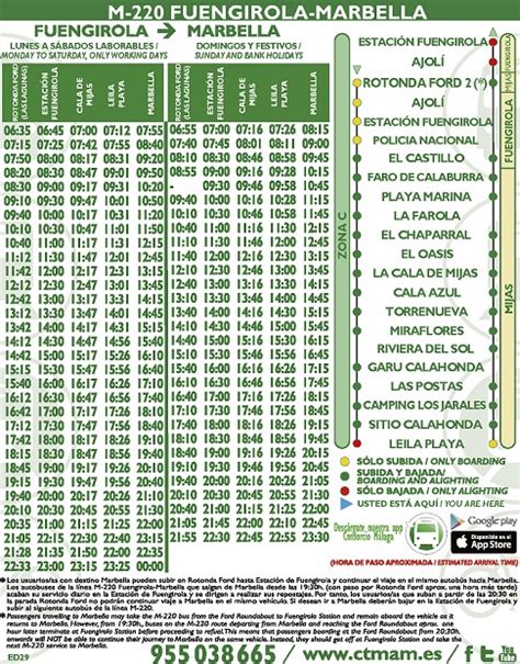 horario 220 marbella fuengirola